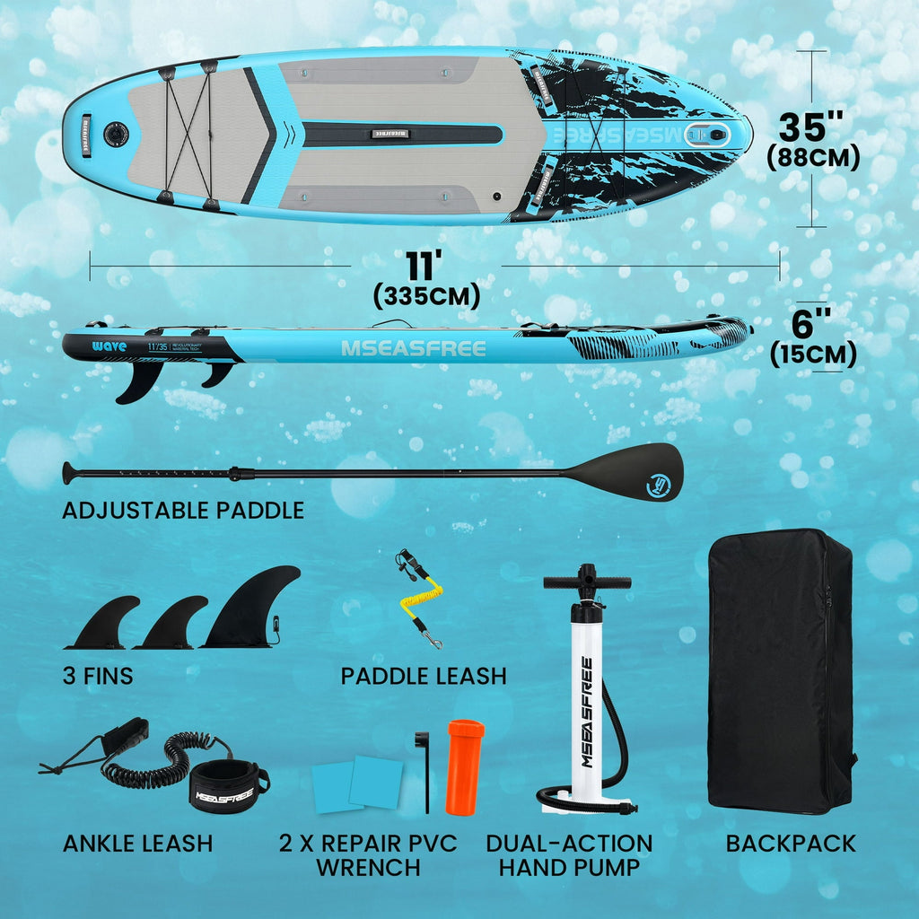 11 ft Inflatable Paddle Board Stand up Paddle Board All-Purpose Fishing Board with Full SUP Accessories