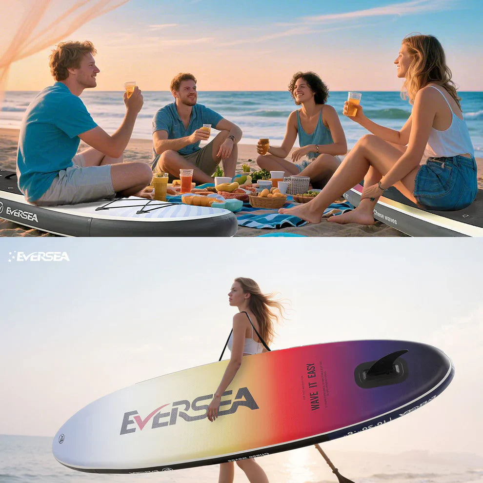 10ft All-Around Inflatable SUP Board - Dual PVC Layer & Non-Slip EVA Deck, Complete with SUP Accessories for Youth & Adults