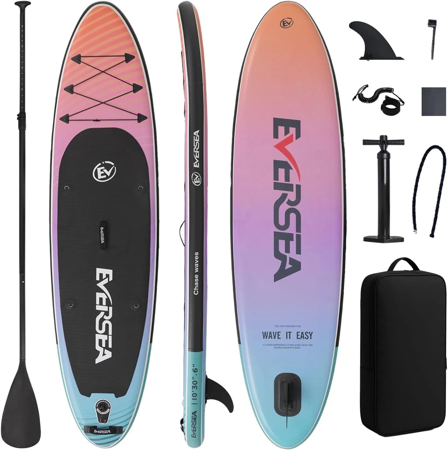 Color Drifter 10ft Inflatable SUP Board - Wide Stable Design, Non-Slip EVA Deck & Complete Accessories for Family Fun & Solo Adventures