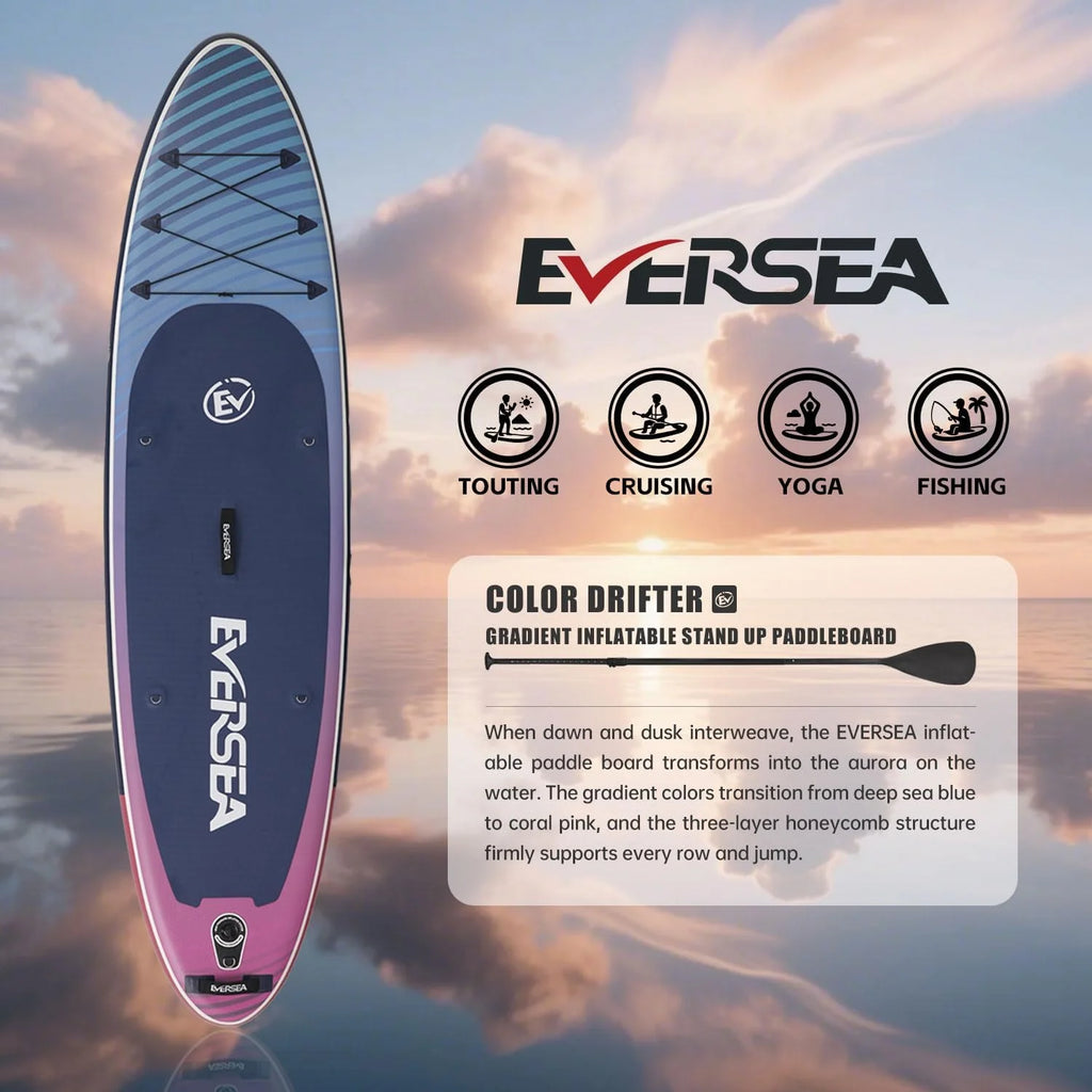 Color Drifter 10ft Inflatable SUP Board - Wide Stable Design, Non-Slip EVA Deck & Complete Accessories for Family Fun & Solo Adventures