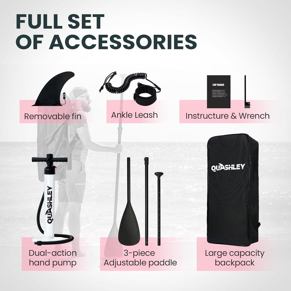 10.6ft Eco-Friendly Pink Inflatable SUP Board - Recyclable Stand Up Paddleboard with Zero-Waste Packaging for Travel & Yoga