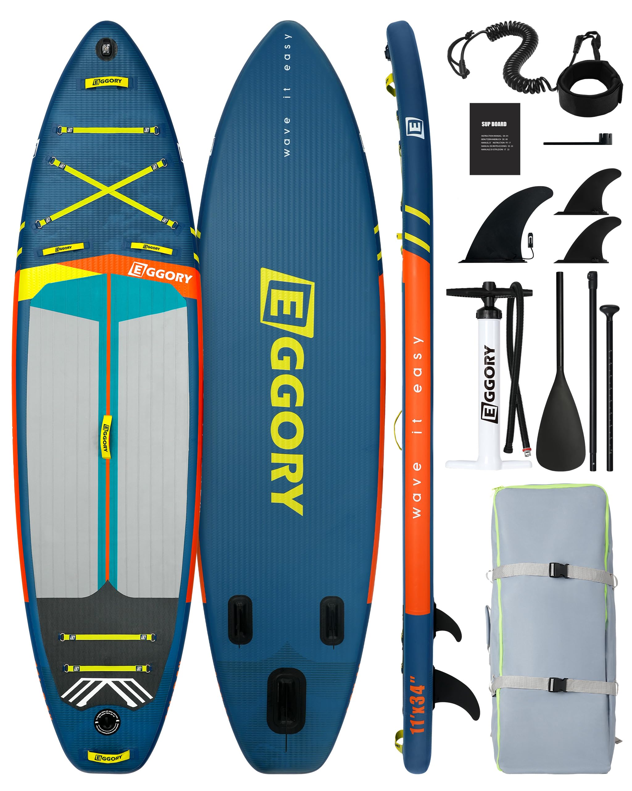 Family-Friendly EGGORY 11ft SUP Board - Anti-Slip Comfort Deck & Premium Accessories for Lakes, Rivers & Oceans
