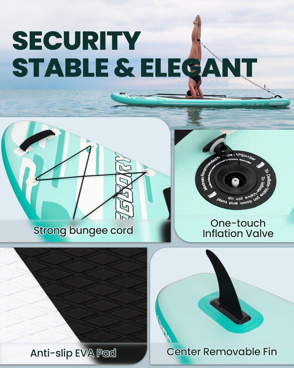 EGGORY 10'8 Inflatable SUP Paddle Board - Complete with Premium Accessories for All Water Adventures