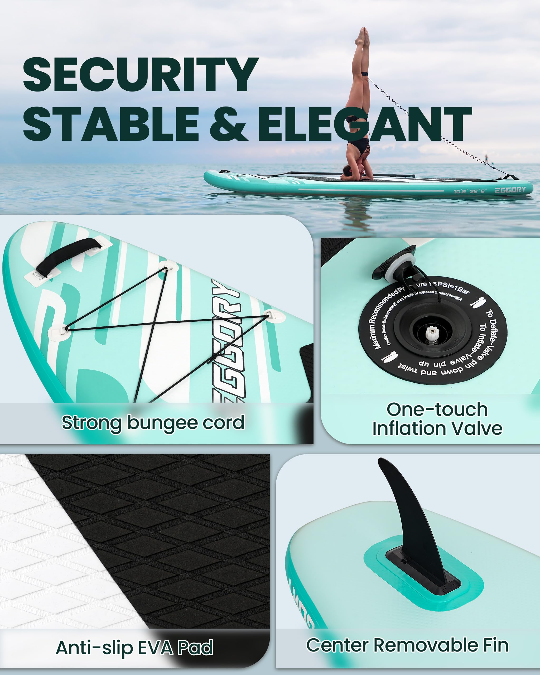 EGGORY 10'8 Inflatable SUP Paddle Board - Complete with Premium Accessories for All Water Adventures