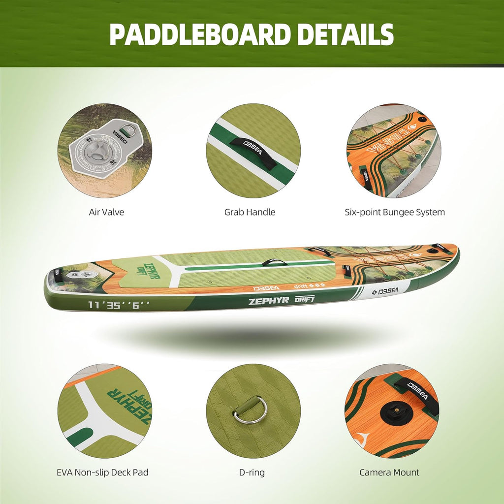 stand up paddle board ,11' Inflatable Paddle Board, Wide Stable SUP with Adj Paddle, Pump, Backpack, Leash, Waterproof Bag ¨C Ideal for Beginners, Yoga, Fishing