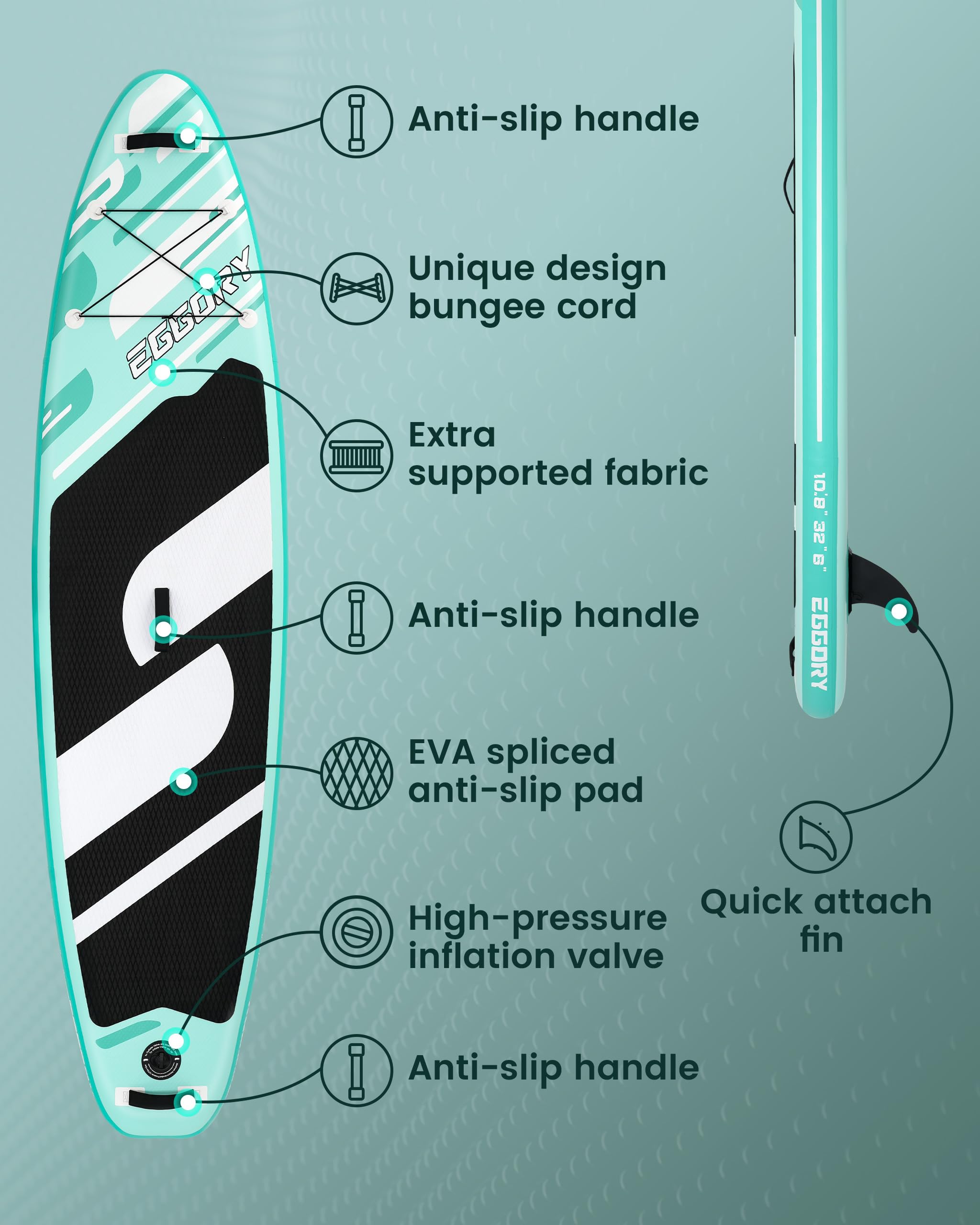 EGGORY 10'8 Inflatable SUP Paddle Board - Complete with Premium Accessories for All Water Adventures