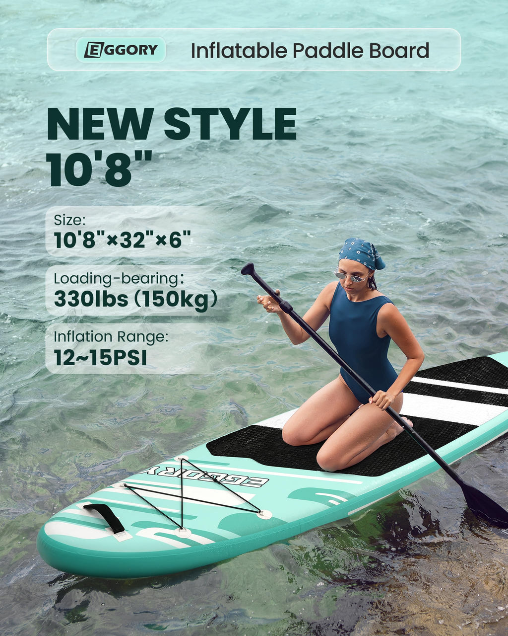 EGGORY 10'8 Inflatable SUP Paddle Board - Complete with Premium Accessories for All Water Adventures