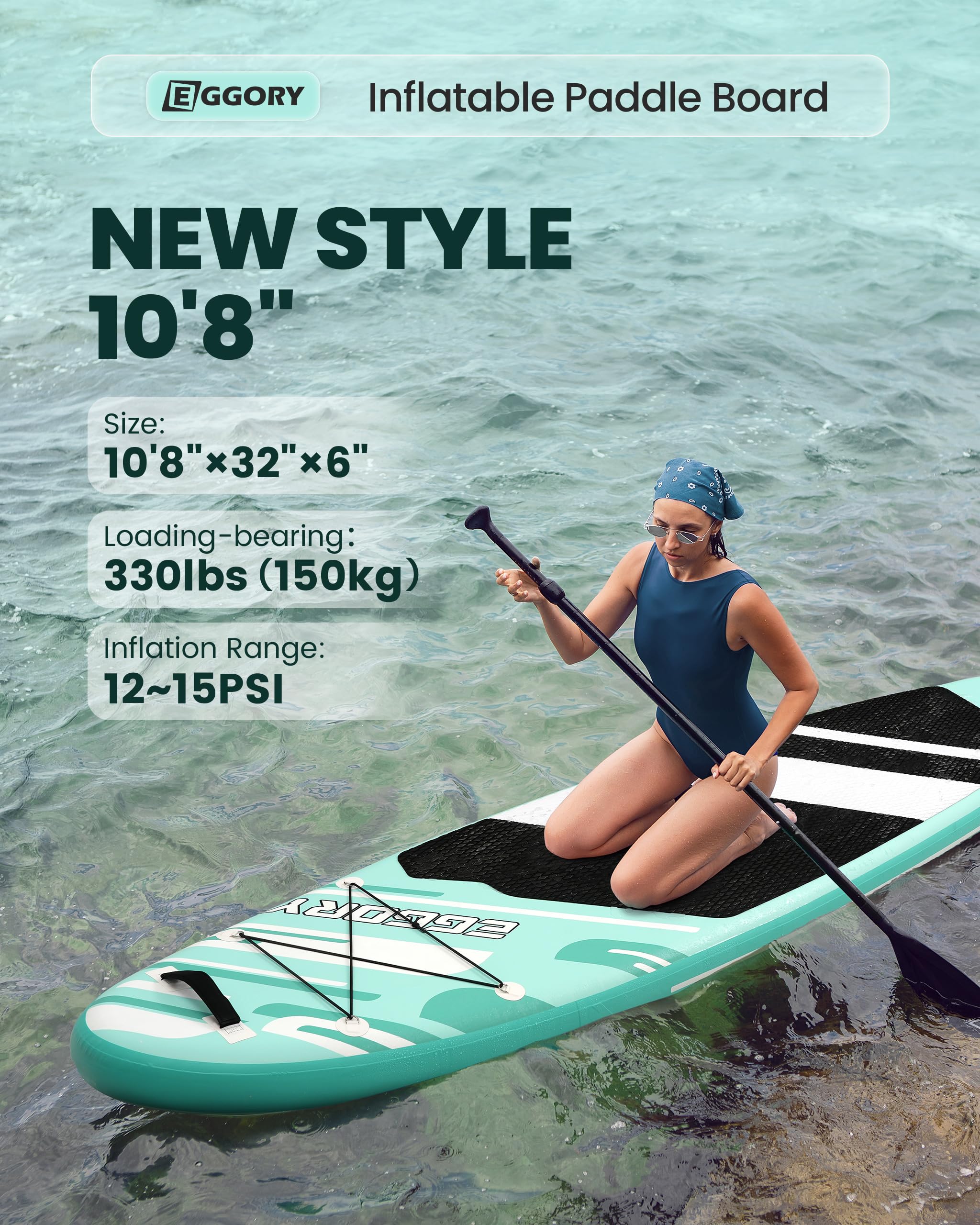 EGGORY 10'8 Inflatable SUP Paddle Board - Complete with Premium Accessories for All Water Adventures