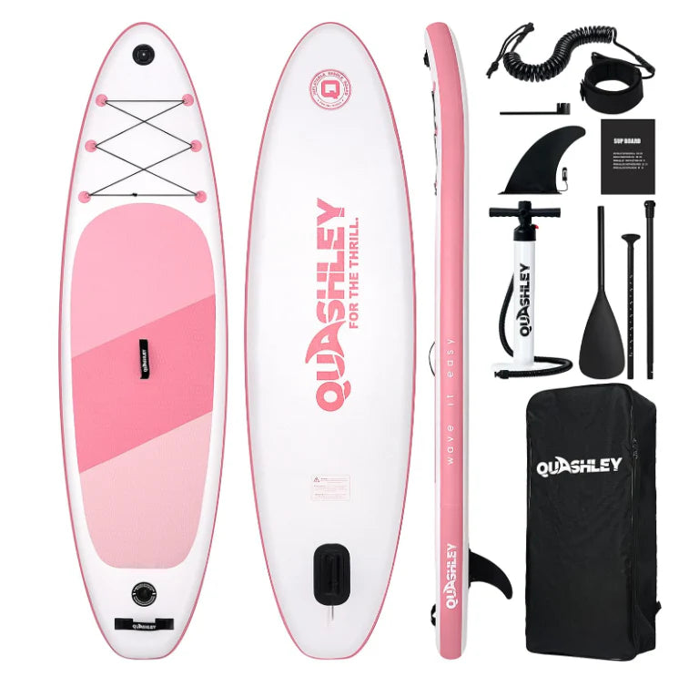 10.6ft Eco-Friendly Pink Inflatable SUP Board - Recyclable Stand Up Paddleboard with Zero-Waste Packaging for Travel & Yoga