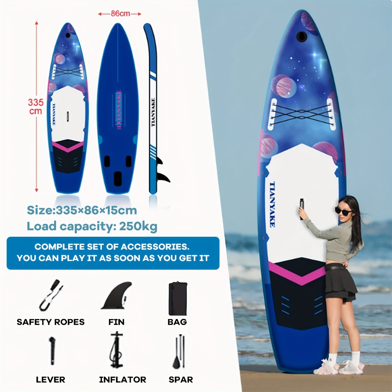 11' SUP Board,All-Around Pro paddle board,blue Giant Wave Paddle board ,standing up paddle board