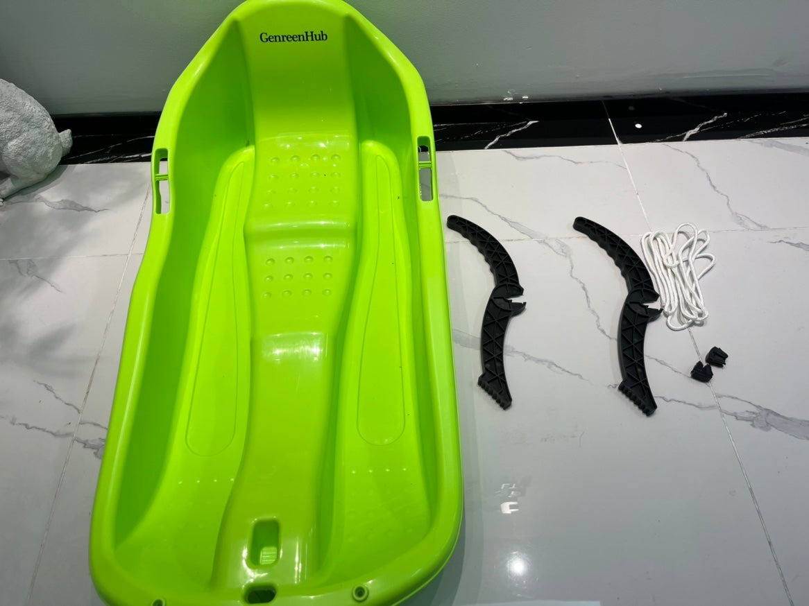 GenreenHub Thickened Double-Skis Snow Plow Skiing Board for Adults, Children, Parents, Family Snowboarding Board, Sheet of Snow, Sled with Brake