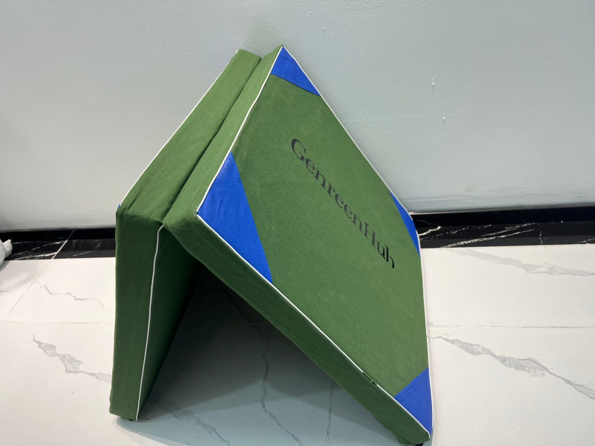 GenreenHub Gymnastics Mat 2-Fold Folding Thick Exercise Mat 4'x2’ with Carrying Handles for MMA, Gymnastics, Stretching, Core Workouts