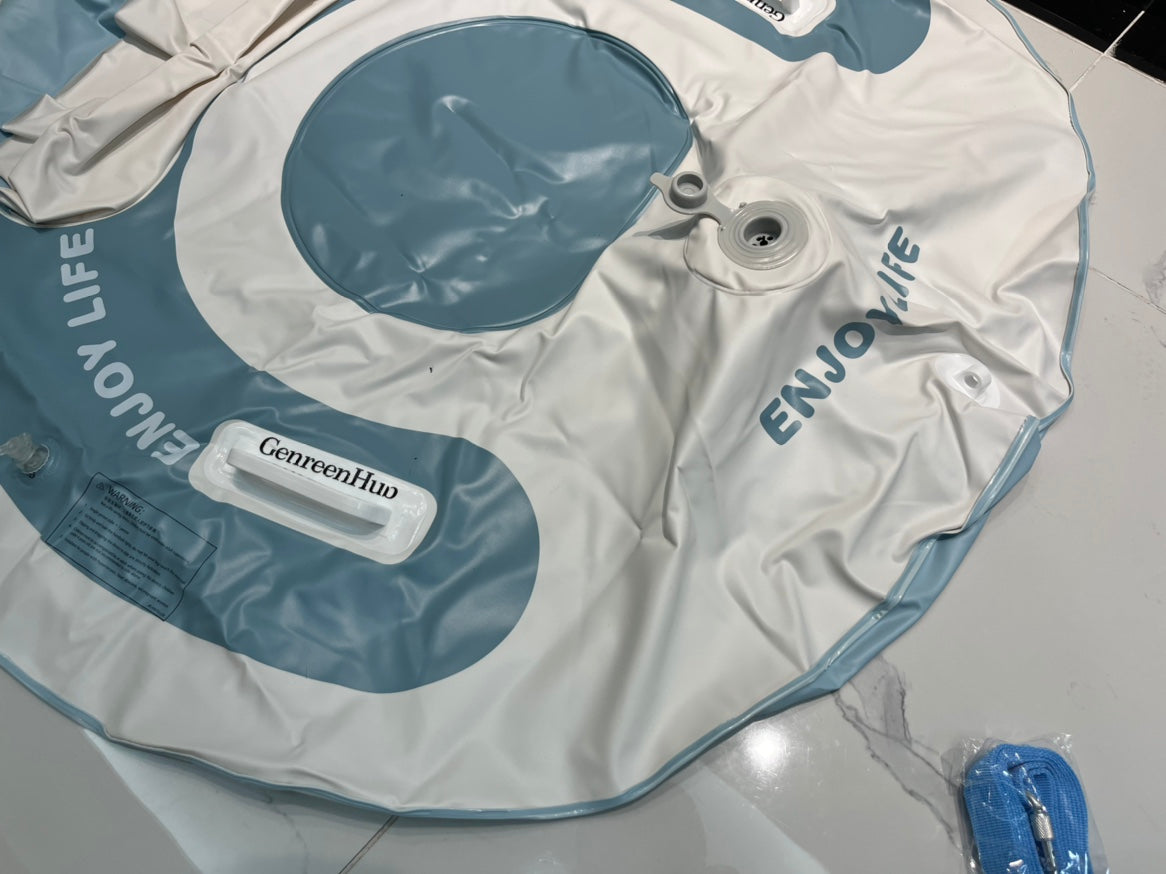 GenreenHub Inflatable Snow Tube Large backrest Snowboarding Ring with Thick and Durable Anti-Burst Coating and Handle-Equipped Snowboarding Ring